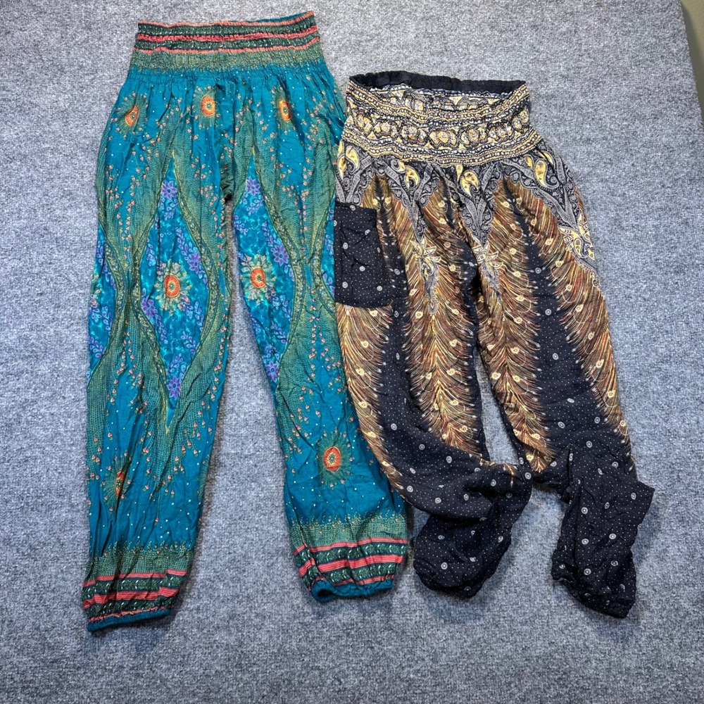 Unbranded Harem Pants Womens One Size Teal Peacock Boho Yoga Festival Joggers